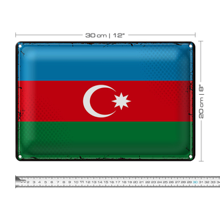 Blechschild Flagge Aserbaidschan 30x20cm Retro Azerbaijan