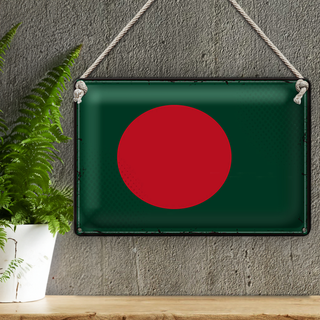 Blechschild Flagge Bangladesch 30x20cm Retro Bangladesh