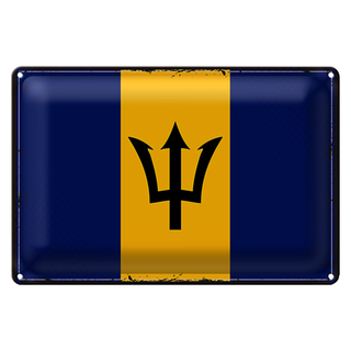 Blechschild Flagge Barbados 30x20cm Retro Flag of Barbados