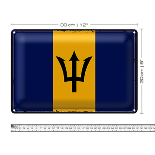 Blechschild Flagge Barbados 30x20cm Retro Flag of Barbados