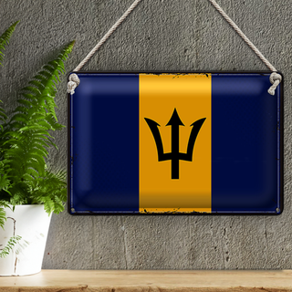 Blechschild Flagge Barbados 30x20cm Retro Flag of Barbados