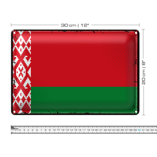 Blechschild Flagge Weißrussland 30x20cm Retro Flag Belarus