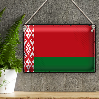 Blechschild Flagge Weißrussland 30x20cm Retro Flag Belarus