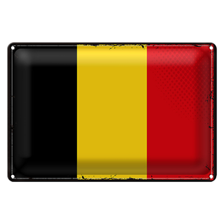 Blechschild Flagge Belgien 30x20cm Retro Flag of Belgium