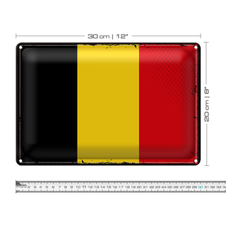 Blechschild Flagge Belgien 30x20cm Retro Flag of Belgium