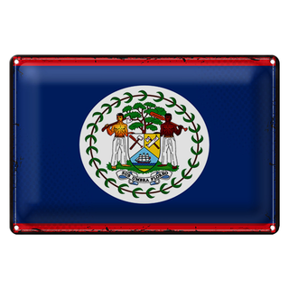 Blechschild Flagge Belize 30x20cm Retro Flag of Belize