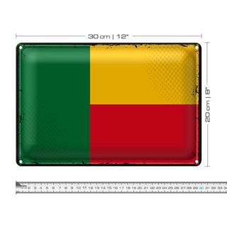 Blechschild Flagge Benin 30x20cm Retro Flag of Benin