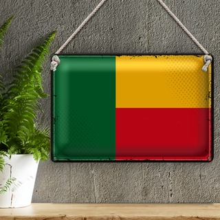 Blechschild Flagge Benin 30x20cm Retro Flag of Benin