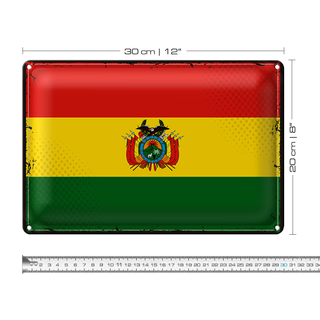Blechschild Flagge Bolivien 30x20cm Retro Flag of Bolivia