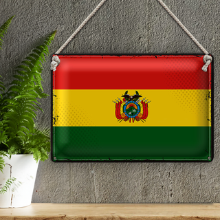 Blechschild Flagge Bolivien 30x20cm Retro Flag of Bolivia