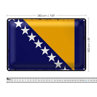 Blechschild Flagge Bosnien und Herzegowina 30x20cm Retro