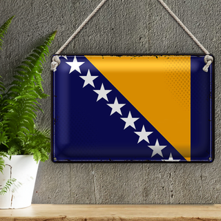 Blechschild Flagge Bosnien und Herzegowina 30x20cm Retro