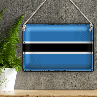 Blechschild Flagge Botswana 30x20cm Retro Flag of Botswana