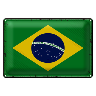 Blechschild Flagge Brasilien 30x20cm Retro Flag of Brazil