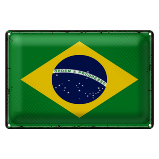 Blechschild Flagge Brasilien 30x20cm Retro Flag of Brazil