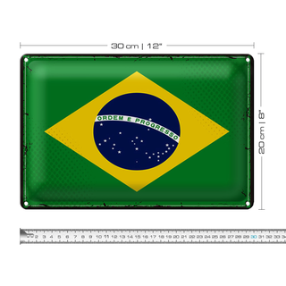 Blechschild Flagge Brasilien 30x20cm Retro Flag of Brazil