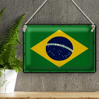 Blechschild Flagge Brasilien 30x20cm Retro Flag of Brazil