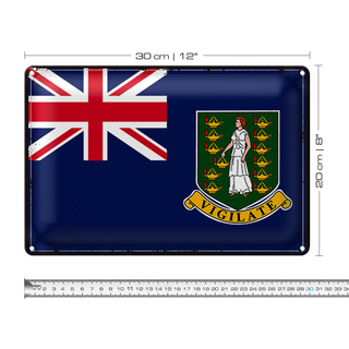 Blechschild Flagge Britische Jungferninseln 30x20cm Retro