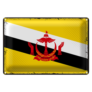 Blechschild Flagge Brunei 30x20cm Retro Flag of Brunei