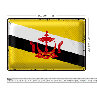 Blechschild Flagge Brunei 30x20cm Retro Flag of Brunei