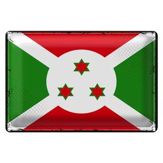 Blechschild Flagge Burundi 30x20cm Retro Flag of Burundi