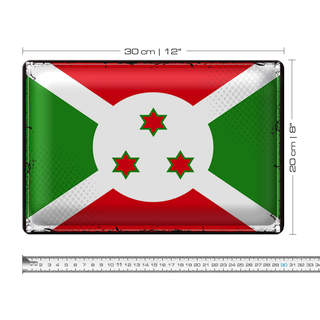 Blechschild Flagge Burundi 30x20cm Retro Flag of Burundi