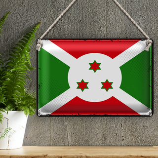 Blechschild Flagge Burundi 30x20cm Retro Flag of Burundi