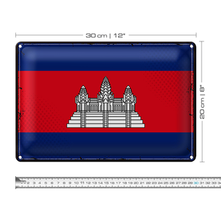 Blechschild Flagge Kambodscha 30x20cm Retro Flag Cambodia