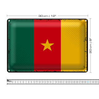 Blechschild Flagge Kamerun 30x20cm Retro Flag of Cameroon