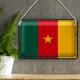 Blechschild Flagge Kamerun 30x20cm Retro Flag of Cameroon