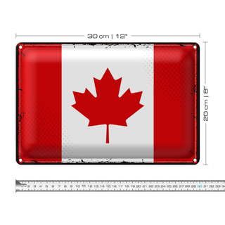 Blechschild Flagge Kanada 30x20cm Retro Flag of Canada