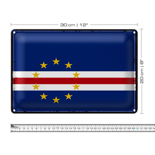 Blechschild Flagge Kap Verde 30x20cm Retro Flag Cape Verde