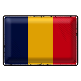 Blechschild Flagge Tschad 30x20cm Retro Flag of Chad