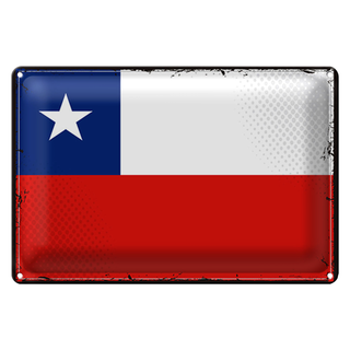 Blechschild Flagge Chile 30x20cm Retro Flag of Chile