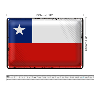 Blechschild Flagge Chile 30x20cm Retro Flag of Chile