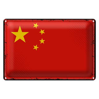 Blechschild Flagge China 30x20cm Retro Flag of China