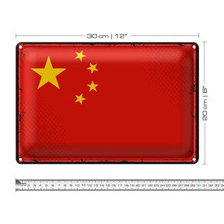 Blechschild Flagge China 30x20cm Retro Flag of China