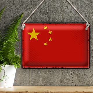 Blechschild Flagge China 30x20cm Retro Flag of China