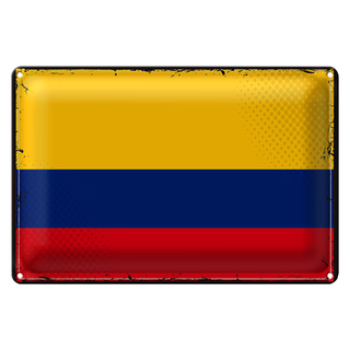 Blechschild 30x20cm Flagge Kolumbien Retro Flag Bandera Colombia