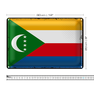 Blechschild Flagge Komoren 30x20cm Retro Flag Comoros