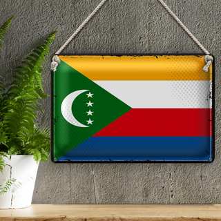 Blechschild Flagge Komoren 30x20cm Retro Flag Comoros