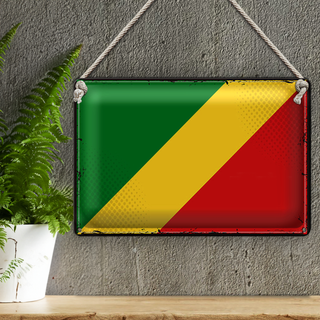 Blechschild Flagge Kongo 30x20cm Retro Flag of the Congo
