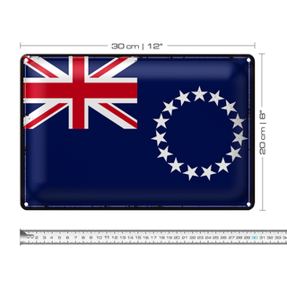 Blechschild Flagge Cookinseln 30x20cm Retro Cook Islands