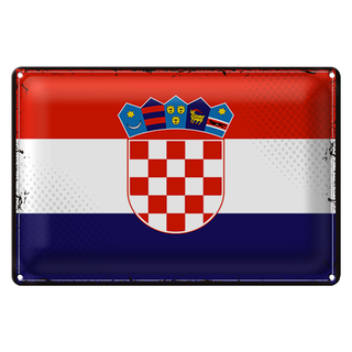 Blechschild Flagge Kroatien 30x20cm Retro Flag of Croatia