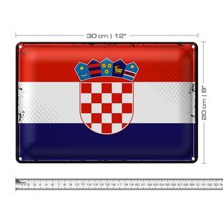 Blechschild Flagge Kroatien 30x20cm Retro Flag of Croatia