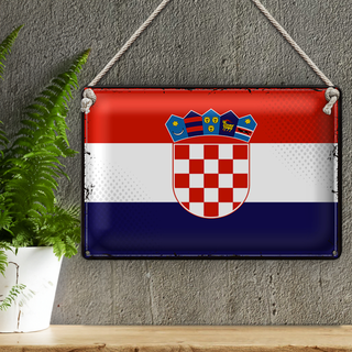 Blechschild Flagge Kroatien 30x20cm Retro Flag of Croatia