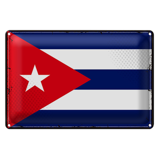 Blechschild Flagge Kuba 30x20cm Retro Flag of Cuba