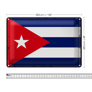 Blechschild Flagge Kuba 30x20cm Retro Flag of Cuba