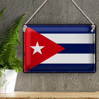 Blechschild Flagge Kuba 30x20cm Retro Flag of Cuba