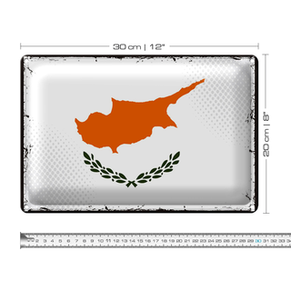 Blechschild Flagge Zypern 30x20cm Retro Flag of Cyprus